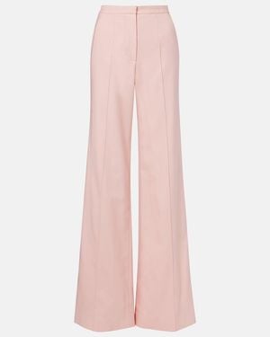 Costarellos Pleated Wool-Blend Wide-Leg Trousers - Pink