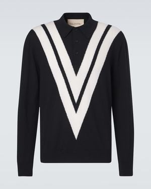 Valentino Virgin Wool Polo Sweater - Blue