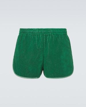 Versace Logo Cotton Terry Shorts - Green