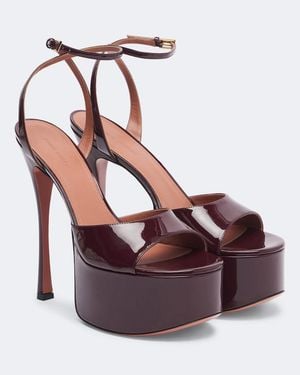 AMINA MUADDI Sandales Aya En Cuir Verni A Plateau - Marron