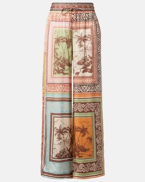 ALÉMAIS Alberta Silk Satin Palazzo Pants - Natural