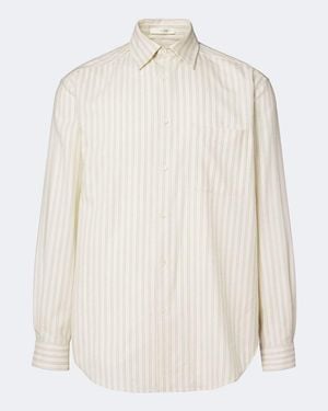 The Row Uday Striped Cotton Poplin Shirt - White