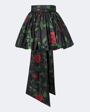 Blumarine Bow-Detail Floral Taffeta Miniskirt - Green