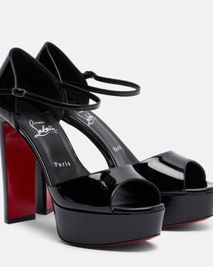 Christian Louboutin Sandaloo Patent Leather Platform Sandals - Black