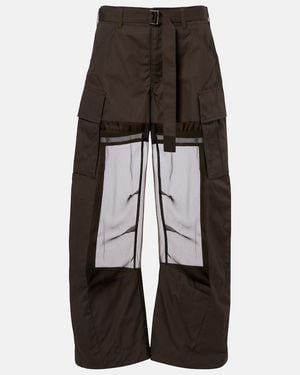 Sacai Paneled Cotton Cargo Pants - Green