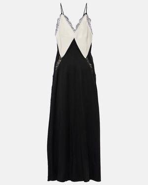 Victoria Beckham Lace-Trimmed Crepe Satin Slip Dress - Black
