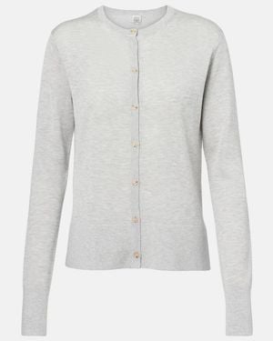 TOTEME Fine-Knit Embroidered Cardigan - Grey