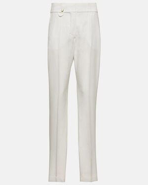 Jacquemus Le Pantalon Tibau Side-Slit Slim Trousers - White