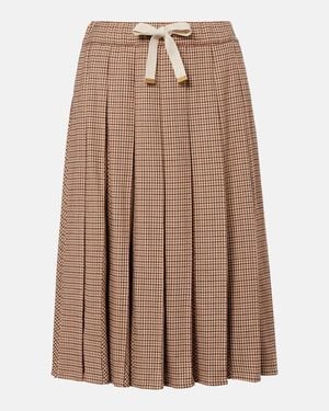 Moncler Checked Pleated Midi Skirt - Brown