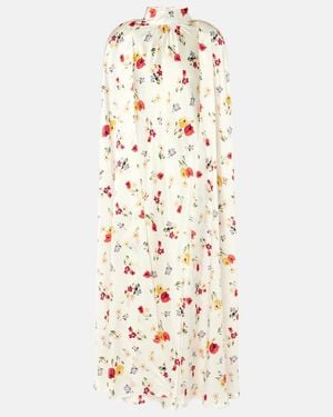 Rodarte Floral Caped Silk Maxi Dress - White