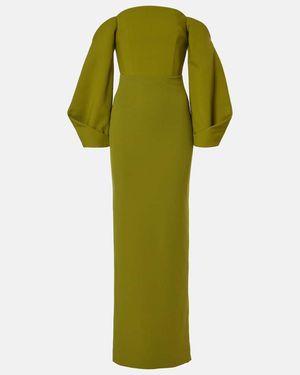 Solace London Lotta Off-Shoulder Crepe Gown - Green