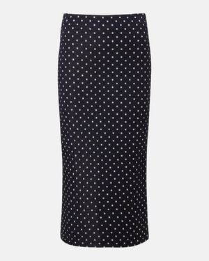 Max Mara Polka-Dot Jersey Midi Skirt - Blue