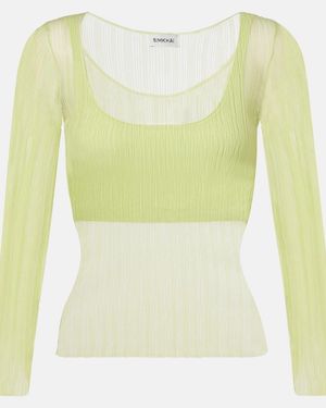 Jonathan Simkhai Sheer Jersey Top - Yellow