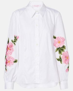 Carolina Herrera Puff-sleeve Cotton-blend Button-down Shirt - White