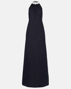 Nili Lotan Lelia Halterneck Linen Maxi Dress - Blue