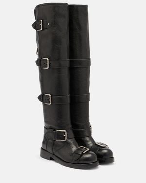 Dolce & Gabbana Over-The-Knee Leather Biker Boots - Black