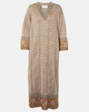 Valentino Jacquard Lame Maxi Dress - Natural
