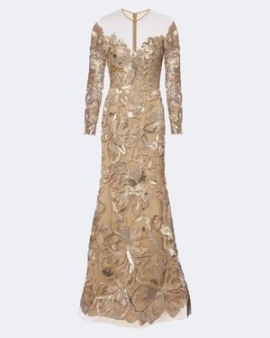 Elie Saab Sequined Lace Gown - Natural