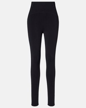 Alaïa Ribbed-Knit High-Rise Leggings - Blue