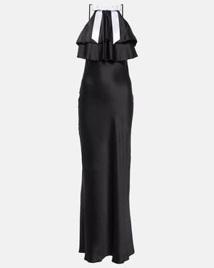 Rodarte Bow-Detail Halterneck Silk Satin Gown - Black