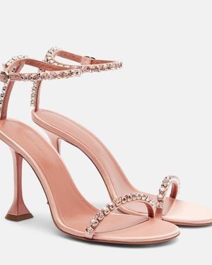 AMINA MUADDI Gigi 95 Crystal-Embellished Satin Sandals - Pink