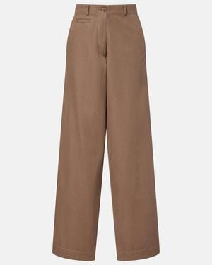 The Row Fadry Cotton-Blend Gabardine Wide-Leg Pants - Brown