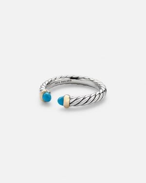 David Yurman Ring Cable Collectibles Petite Cable Aus Sterlingsilber Mit 14Kt Gelbgold Und Tuerkis - Weiß