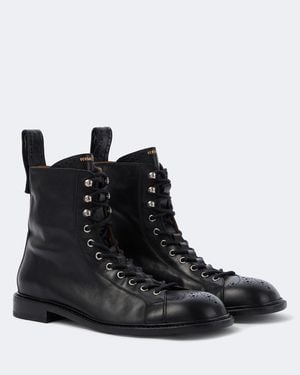 Versace Schnuerstiefel Billy Aus Leder - Schwarz