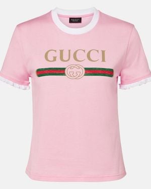 Gucci Cotton Jersey T-Shirt With Print, Size Xs, Ready-To-Wear - Pink