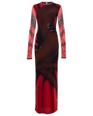 Loewe Bedrucktes Maxikleid aus Mesh - Rot