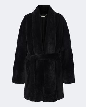 Nour Hammour Raquel Shearling Coat - Black