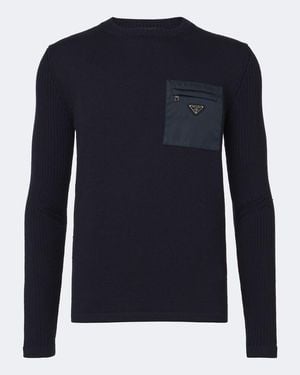 Prada Pullover Aus Schurwolle - Blau