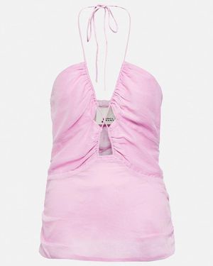 Isabel Marant Becki Printed Cotton And Silk Top - Pink