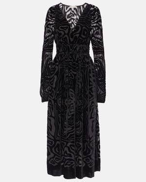 Ulla Johnson Elora Velvet And Mesh Midi Dress - Black