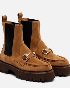 Gucci Chelsea Boots Sylke Aus Veloursleder - Braun
