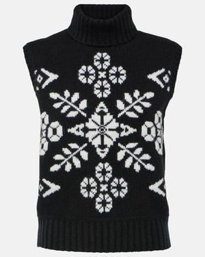 Max Mara Vivy Weste Aus Jacquard-strick Aus Einer Woll-kaschmirmischung Mit Stehkragen - Schwarz