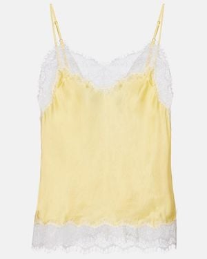 Poupette Zely Lace-Trimmed Satin Camisole - Yellow