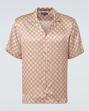 Frescobol Carioca Roberto Printed Silk Bowling Shirt - Natural