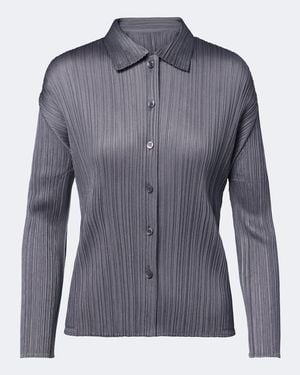 Pleats Please Issey Miyake Basics Pleated Shirt - Blue