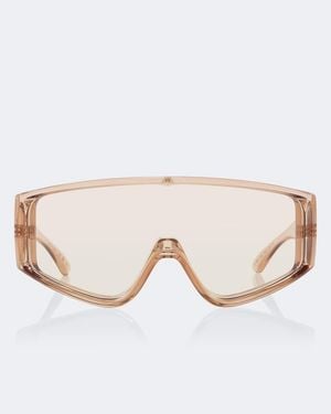 Saint Laurent Logo Lettering Shield Sunglasses - Natural