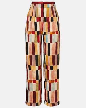 ALÉMAIS X Lrnce Marjorelle Printed Linen And Silk Palazzo Pants - Orange
