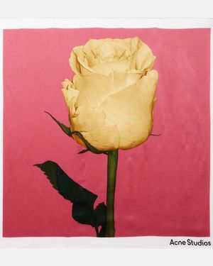 Acne Studios Floral Silk Satin Scarf - Pink