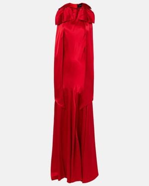 Simone Rocha Bow-Detail Open-Back Silk Satin Gown - Red