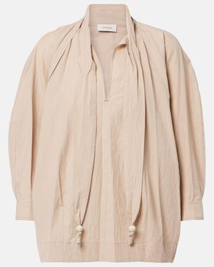 Lemaire Tie-Neck Cotton Crepe Blouse - Natural