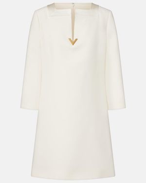 Valentino Crepe Couture Vgold Minidress - White