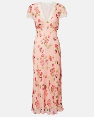 RIXO London Clarice Floral Lace-Trimmed Midi Dress - Pink