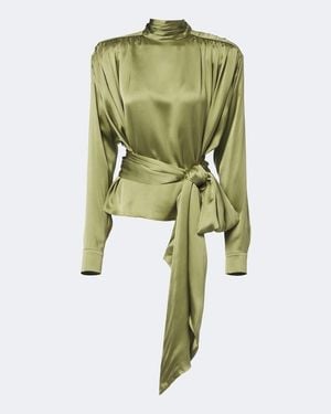 Balmain Top Aus Seidensatin - Grün