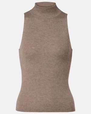 Brunello Cucinelli Knitted Lame Top - Brown