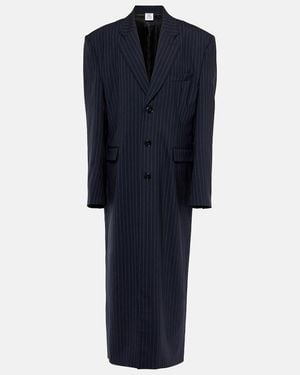 Vetements Oversized Pinstriped Wool Coat - Blue