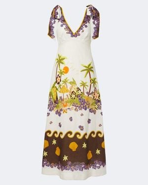 ALÉMAIS Vestido Midi Island Cove De Lino - Metálico